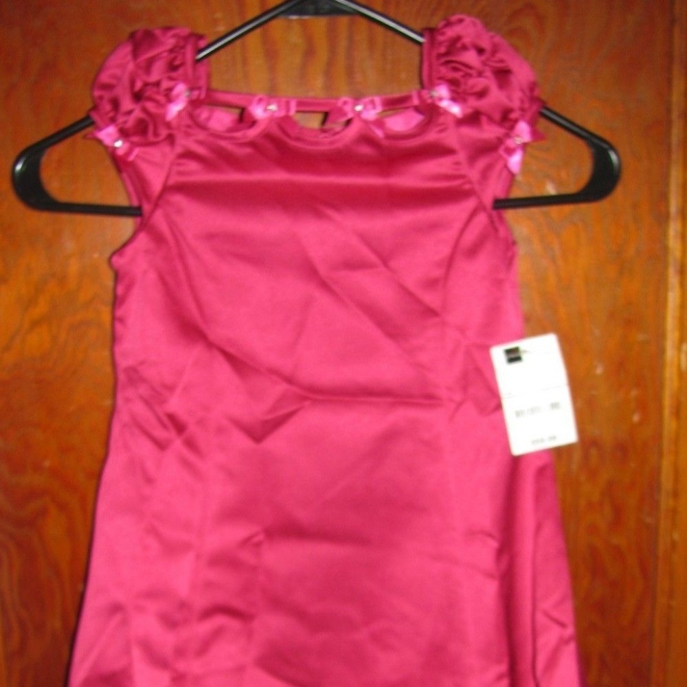 Girls Jenny Annie Dots maroon dress size 5 NEW